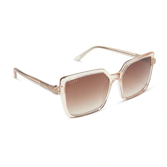 DIFF EYEWEAR ESME - VINTAGE ROSE CRYSTAL + BROWN GRADIENT SUNGLASSES - Picture 2 of 6